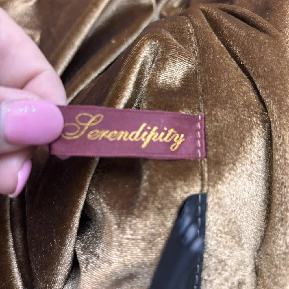 Serendipity Christmas Tree Skirt Red Gold Velvet Tassel Ruffle Holiday Decor 50